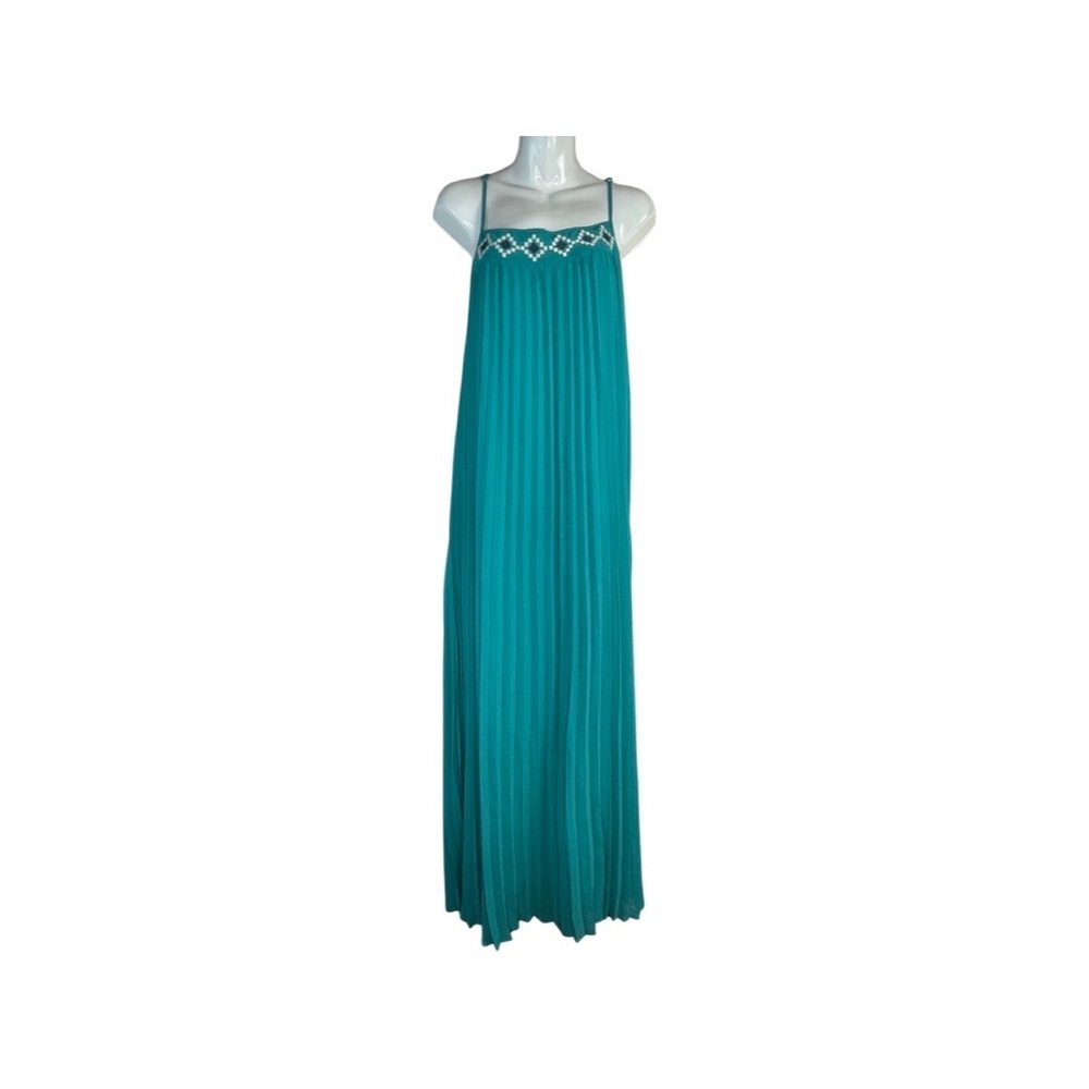Lovestitch Embroidered Pleated Maxi Dress Size M  NWT